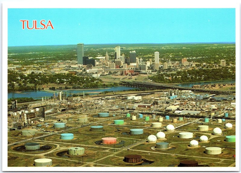 VINTAGE POSTCARD CONTINENTAL SIZE REFINERY AREA OF TULSA OKLAHOMA 1970s