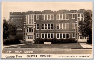 K45/ Bolivar Missouri RPPC Postcard c40-50s High School 474
