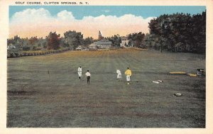 Clifton Springs New York view of golfers on golf course antique pc ZE686434
