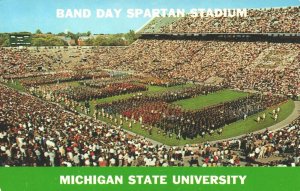 USA Band Day Spartan Stadium Michigan State University Chrome Postcard 04.05