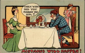 MISOGYNY COMIC Fancy Wife and Beaten Husband c1910 Postcard