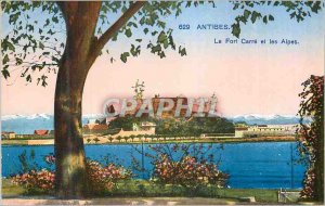 Postcard Old Antibes Fort Carre and the Alps