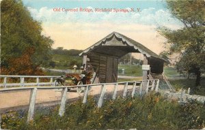 Vintage Postcard Car Going Through Old Covered Bridge Richfield Springs NY