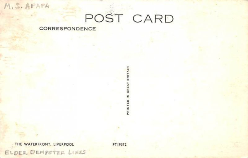 MS Apapa Elder Dempster Line Ship Unused 