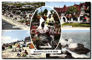 Modern Postcard Blonville Sur Mer View d & # 39ensemble the flowery flag beac...