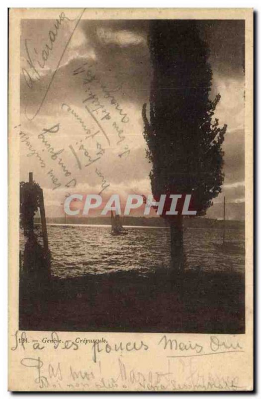 Switzerland Geneve Old Postcard Crepuscule