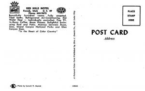 KANAB, UT Utah   RED HILLS MOTEL  Roadside  POOL VIEW  c1960's Chrome Postcard