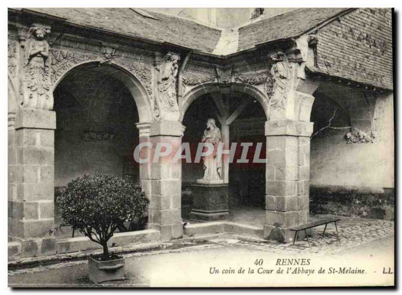 Old Postcard Rennes One corner of the courtyard of the Abbey of St Melaine