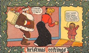 Christmas greetings Boy recognizing Santa as his dad Novelty Unused 