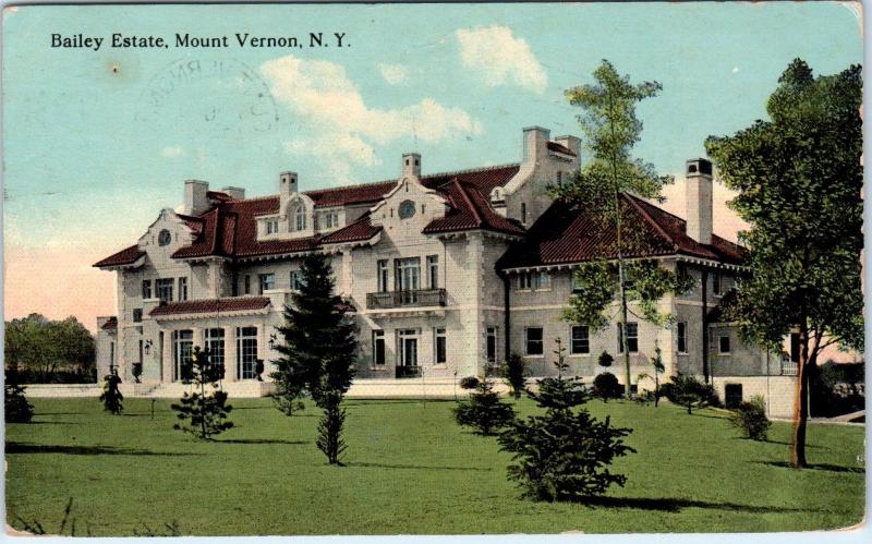 MOUNT VERNON, NY New York   BAILEY ESTATE-Mansion       1915  Postcard