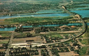 Vintage Postcard Panorama International Bridge Sault Ste. Marie Ontario Canada