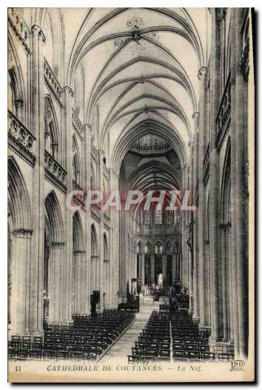 Old Postcard From Coutances Cathedral Nave