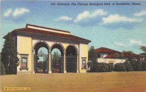 Brookfield Illinois 1940s Postcard Chicago Zoological Park Entrance