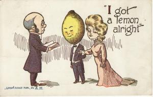 DRESSED LEMON WEDDING  1908 A. H. postcard