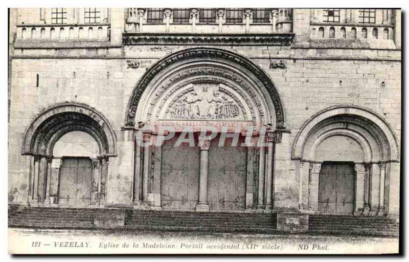 Postcard Old Vezelay Madeleine Church West Portal