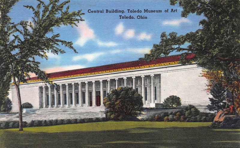 Central Bldg., Toledo Museum of Art, Toledo, Ohio, Early linen Postcard, Unused