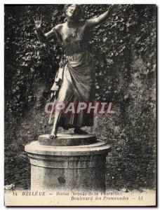 Old Postcard Belleme bronze statue Fountain Boulevard Des Promenades