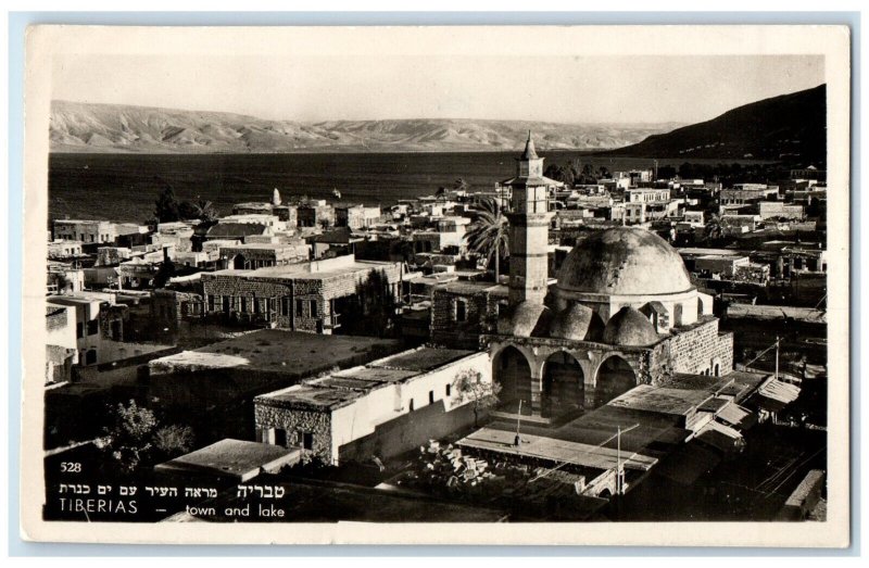 c1940's General View of Town and Lake Tiberias Israel Vintage Posted Postcard