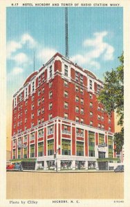 HICKORY, North Carolina NC   HOTEL HICKORY~Radio Station WHKY Tower   Postcard