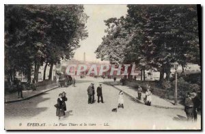 Old Postcard Epernay Thiers Place and Gare
