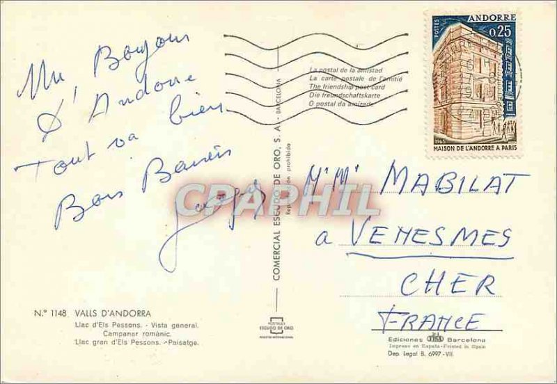 Postcard Modern Valls of Andorra Llac of Els Pessons Vista general