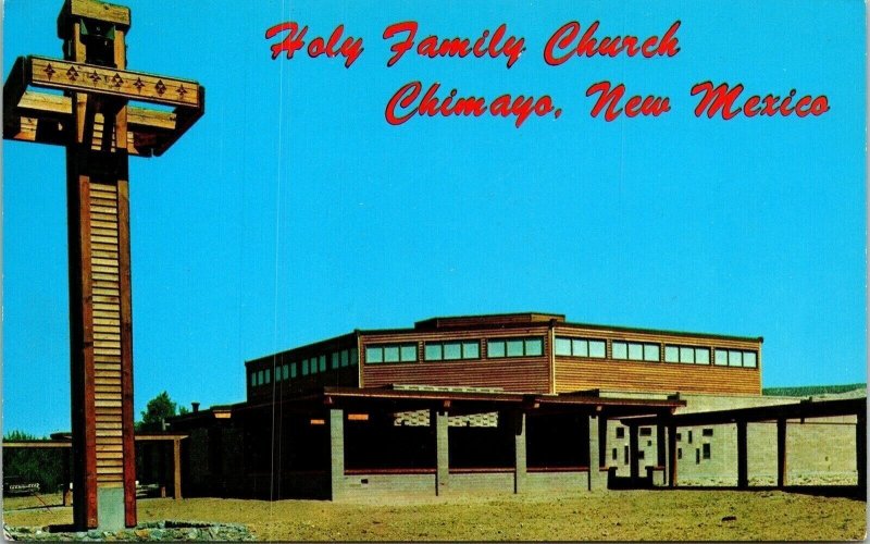 Holy Family Church Chimayo New Mexico NM Postcard Petley VTG UNP Vintage Unused 