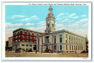 1947 Huron County Court House Citizens National Bank Road Norwalk Ohio Postcard