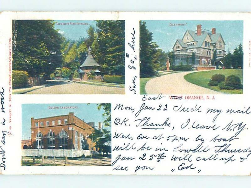 Pre-1907 THREE SCENES ON ONE POSTCARD West Orange New Jersey NJ H7316