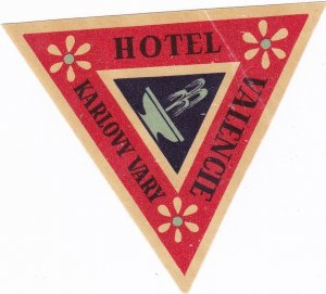 Czechoslovakia Karlovy Vary Hotel Valencie Vintage Luggage Label sk3662