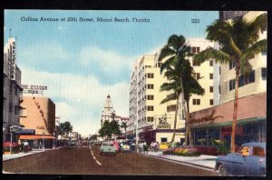 Florida MIAMI BEACH Collins Avenue at 20th Street with older cars LINEN