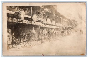 c1910's Rickshaw Japan USS Tennessee TN, Fortress Monroe VA RPPC Photo Postcard 