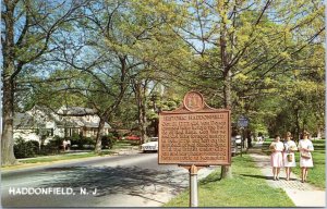 Postcard NJ Historic Haddonfield roadside marker