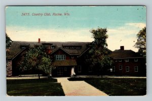 Racine WI-Wisconsin, Country Club, Clubhouse, Grounds, Vintage c1913 Postcard