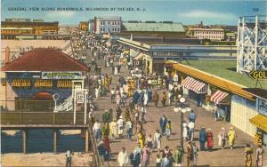 1939 General View Boardwalk Willwood by the Sea New Jersey Tichnor linen 700