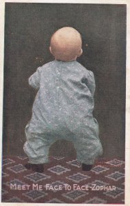 Meet Me Face To Face Zophar Baby's Back Postcard 1909 Aldrich to Stockton MO D02