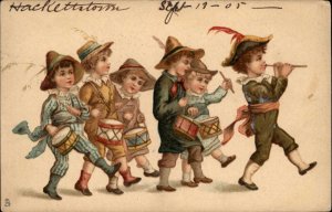 Tuck Art Little Boys Parade Musical Instruments c1910 Vintage Postcard