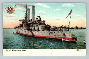 US Military Battleship Iowa Vintage Postcard