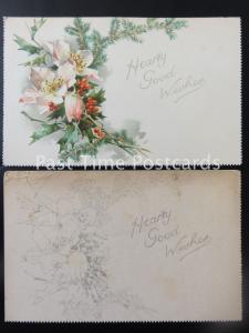 2 x Old Tucks - HOLLY 'Floral Message' one example & one for hand painting