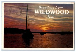 1983 Greetings From Wildwood New Jersey NJ, Sea Sunset View Vintage Postcard