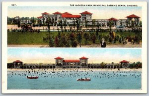 Vtg Chicago Illinois IL Jackson Park Municipal Bathing Beach 1920s View Postcard