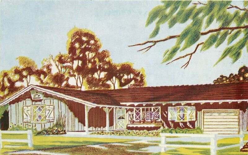 Artist impression  California New Home Realtor Development 1950s Postcard 6701