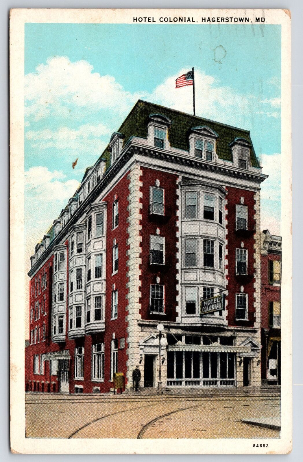 1930's Hotel Colonial Hagerstown Maryland MD Front Building Posted