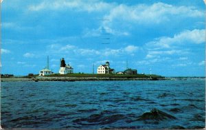 Point Judith Lighthouse Narragansett Rhode Island Chrome Cancel WOB Postcard 