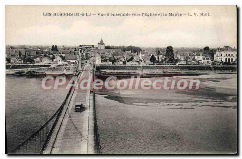 Old Postcard On Les Rosiers Overview Towards I'Eglise And The Mayor