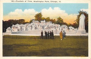 Chicago Illinois 1920s Postcard Fountain Of Time Washington Park