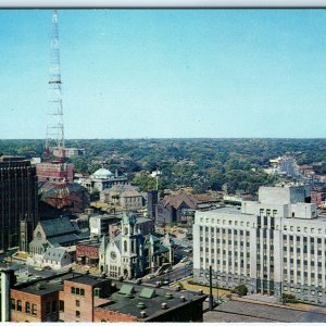 c1960s Des Moines, IA Birds Eye Downtown Bankers Life Churches Chrome Photo A144