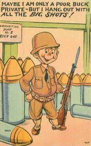 Artist impression Comic Humor Military Soldier WW2 Postcard 20-11834