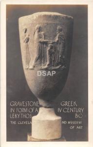 Ohio Postcard RPPC c1920 CLEVELAND Gravestone Greek Lekythos Museum of Art