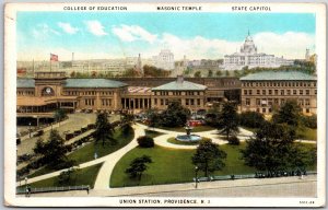 Providence Rhode Island RI, Union Station, Masonic Temple, Capitol, Postcard
