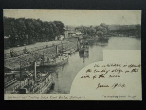 Nottingham TRENT BRIDGE Boulevard & Landing Stage c1904 Postcard by Woodbury